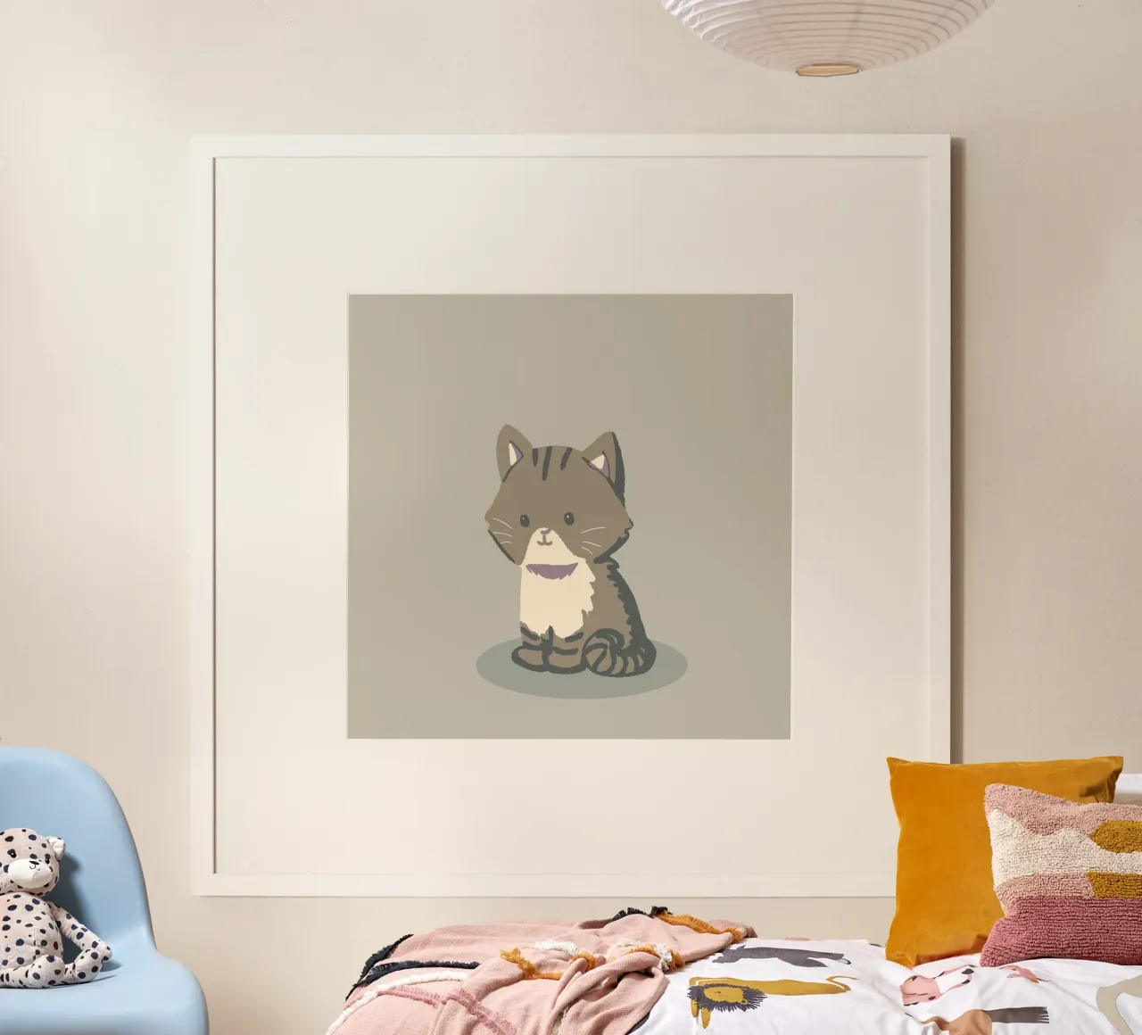 ritratto di gatto piccolo poster con telaio in legno da animal story home