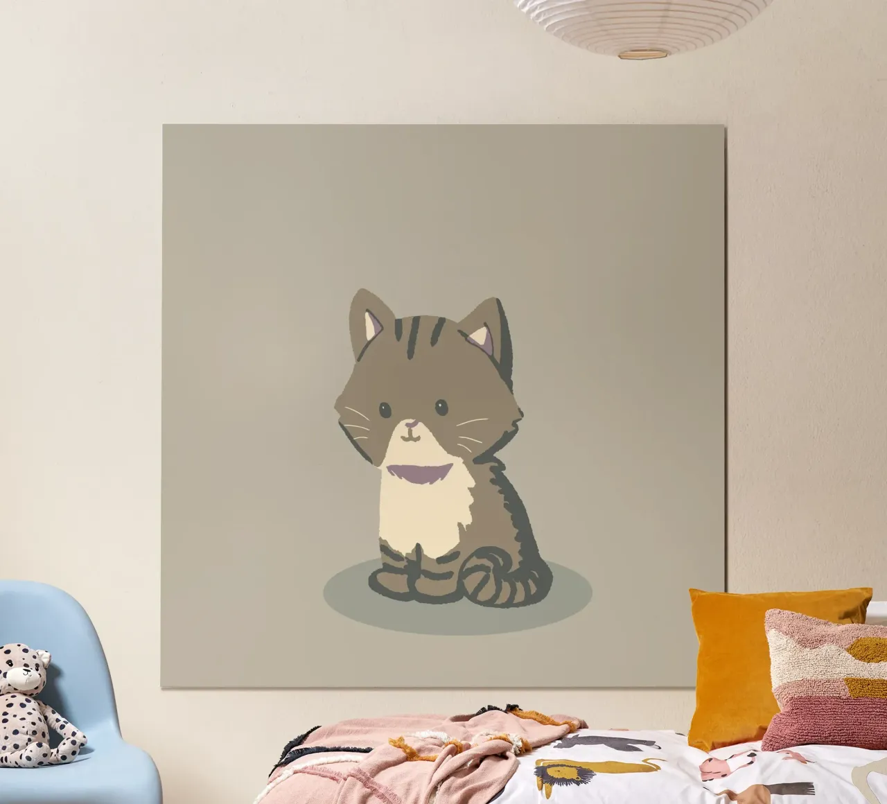 ritratto di gatto piccolo poster con telaio in legno da animal story home