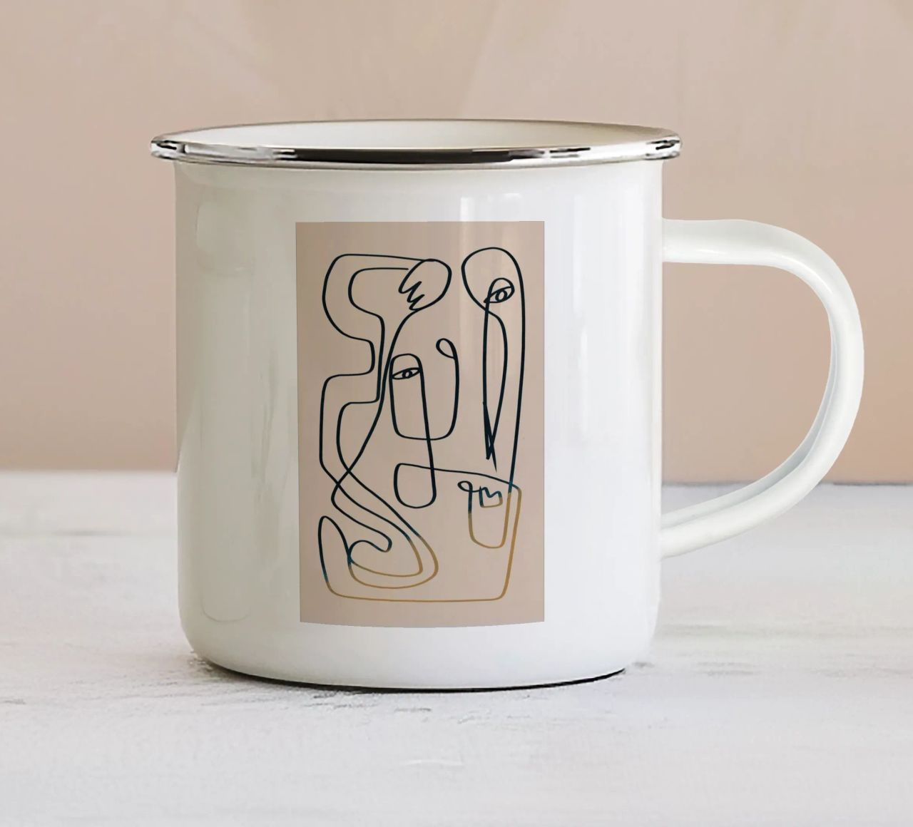 Flusso di line art 02 tazza in smalto da Little Dean