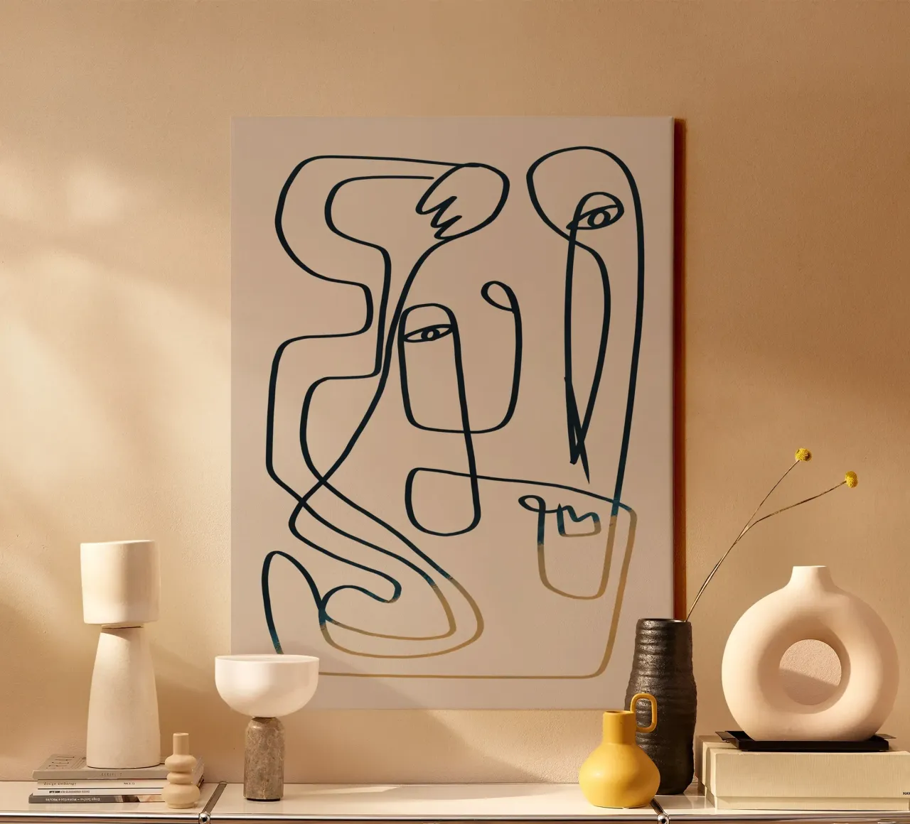 Flusso di line art 02 tela con Cornice a cassetta da Little Dean