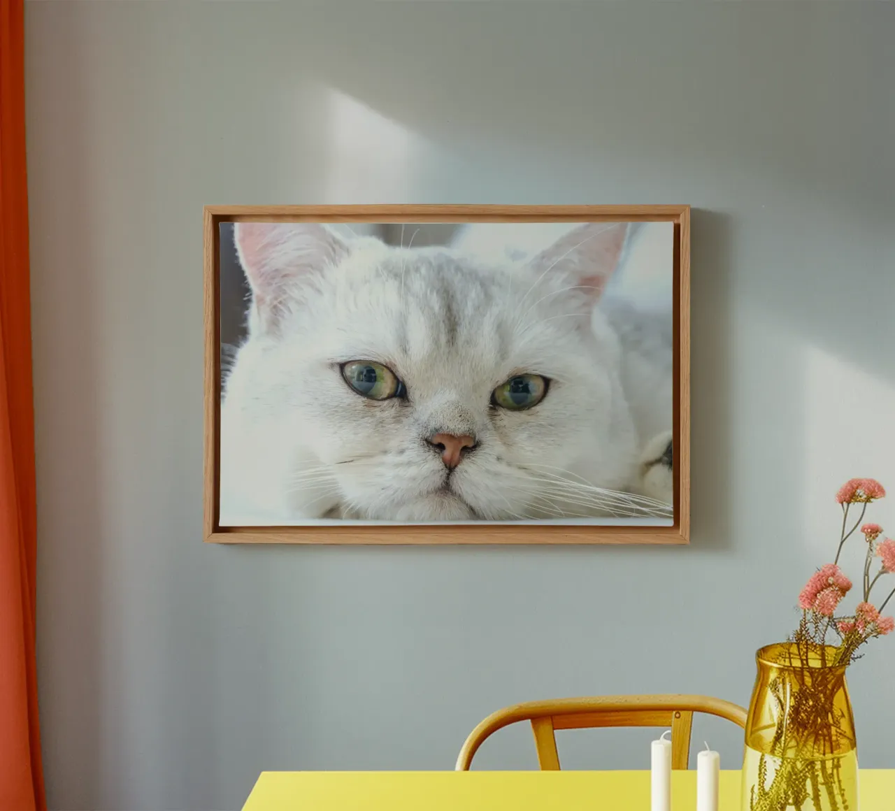 whiskers cat relaxed canvas with Floater frame by animal story home