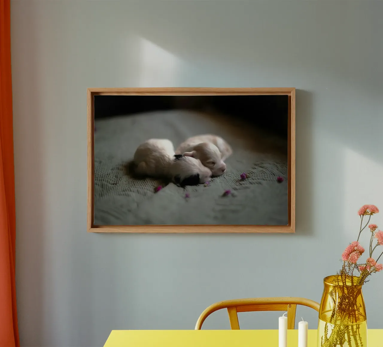 cuccioli appena nati che dormono tela con Cornice a cassetta da animal story home