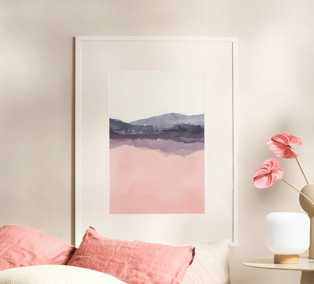 Duo di paesaggi astratti rosa e blu 2/2 carta hahnemühle da NouveauPrints