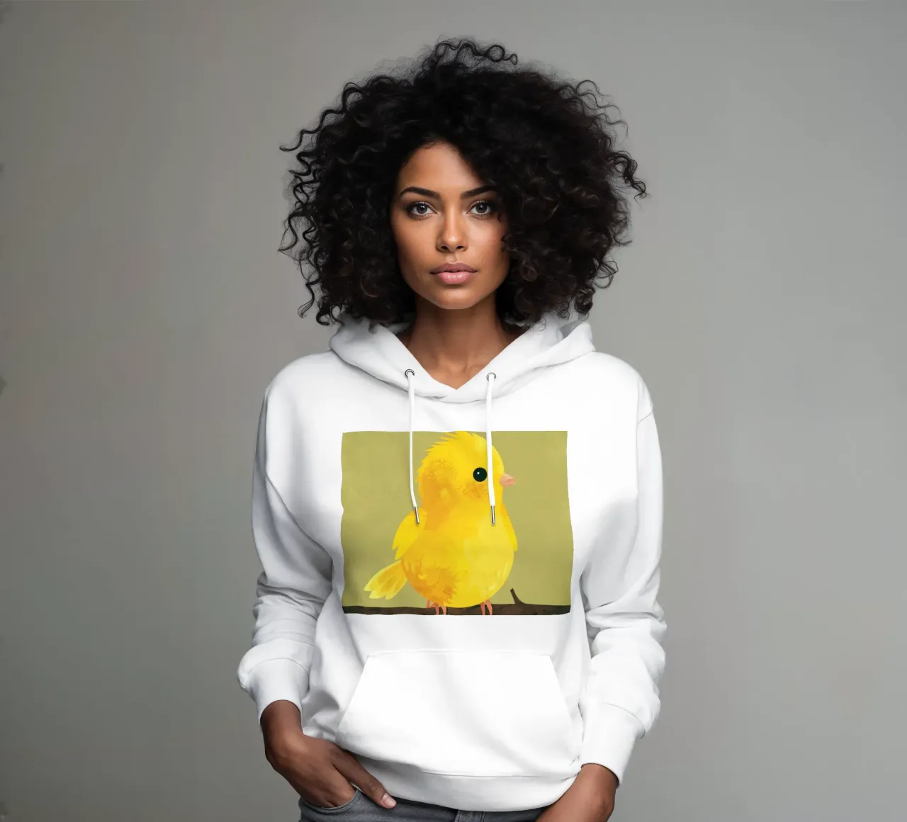 Ein ruhiger und sanfter Titel für die minimalistische Kanarienvogel-Illustration Hoodie von DesignDoodle