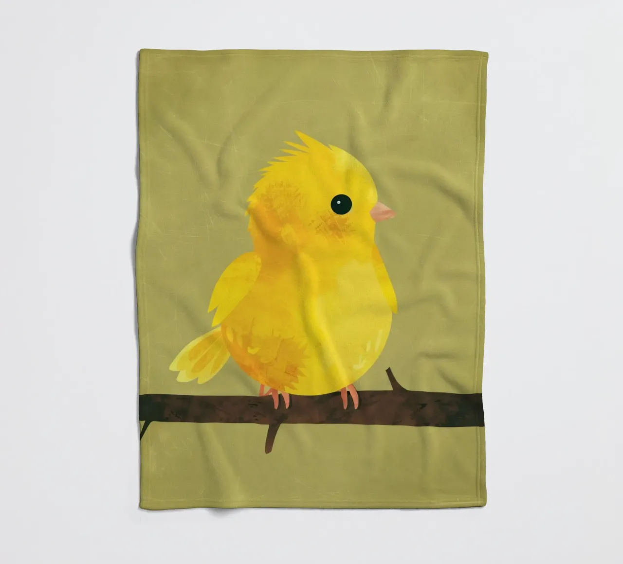 A calm and soft title for the minimalist canary illustration fleece blanket by DesignDoodle