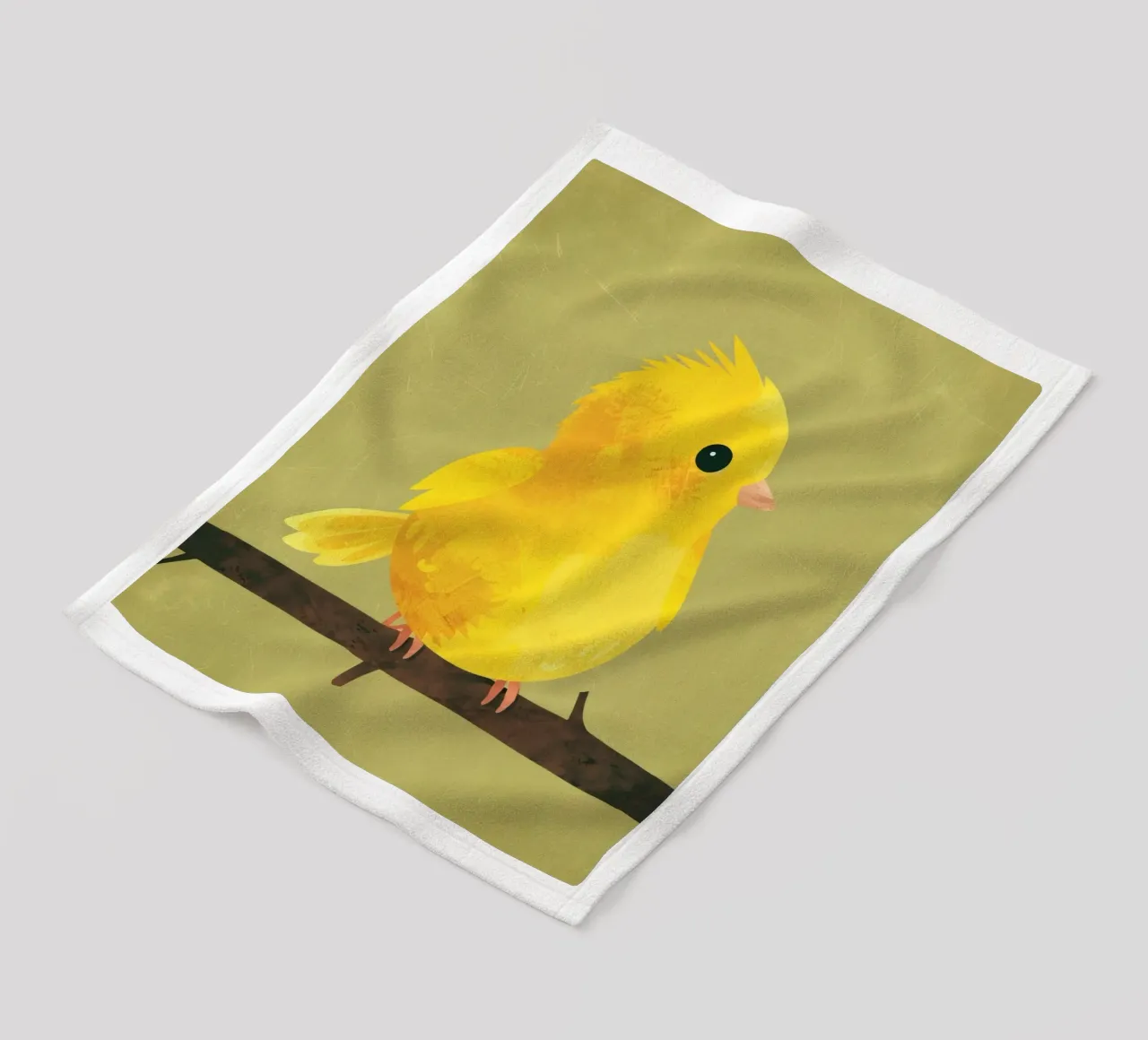 A calm and soft title for the minimalist canary illustration fleece blanket by DesignDoodle