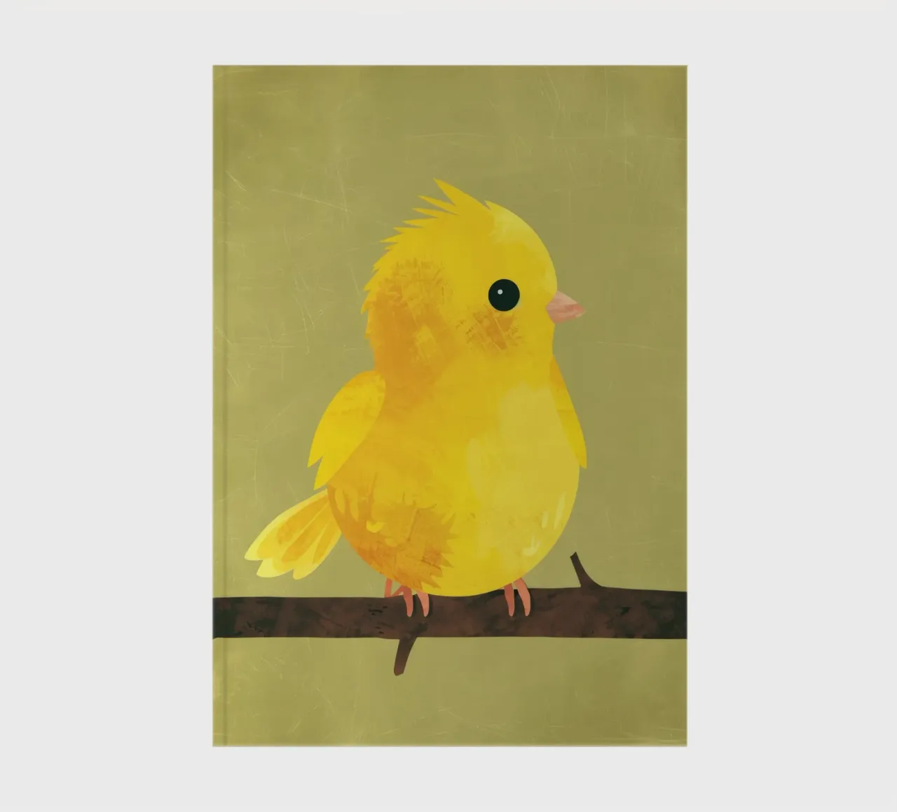 A calm and soft title for the minimalist canary illustration notebook by DesignDoodle