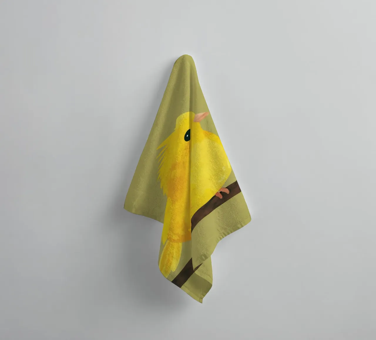 A calm and soft title for the minimalist canary illustration towel by DesignDoodle