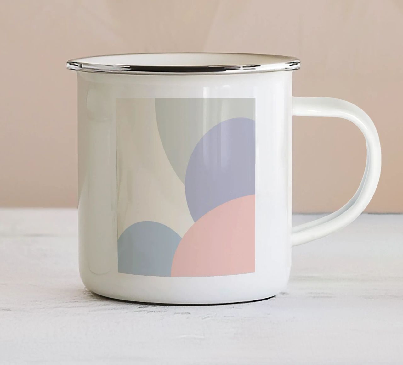 pastelkleurige cirkels overlappend emaille mok van pastel color shape