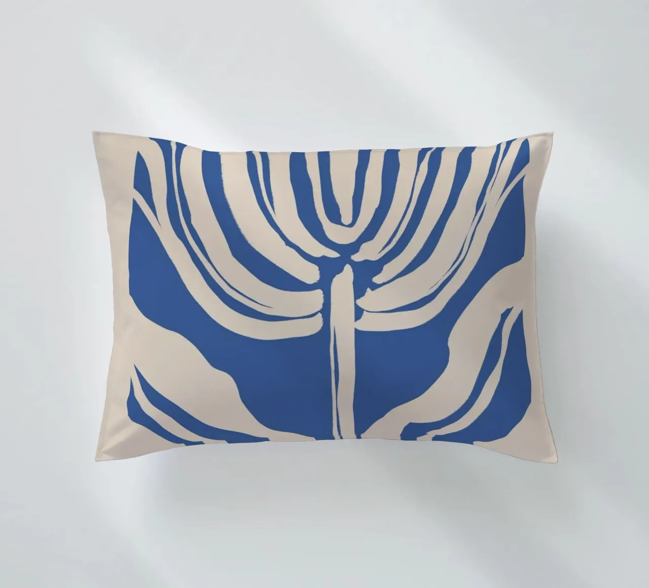 Botanico astratto beige e blu cuscino da Melloi Art Print