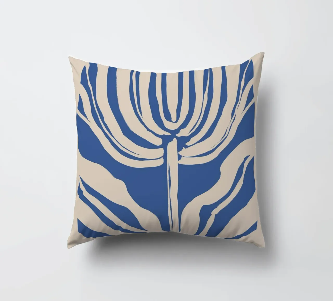 Botanico astratto beige e blu cuscino da Melloi Art Print