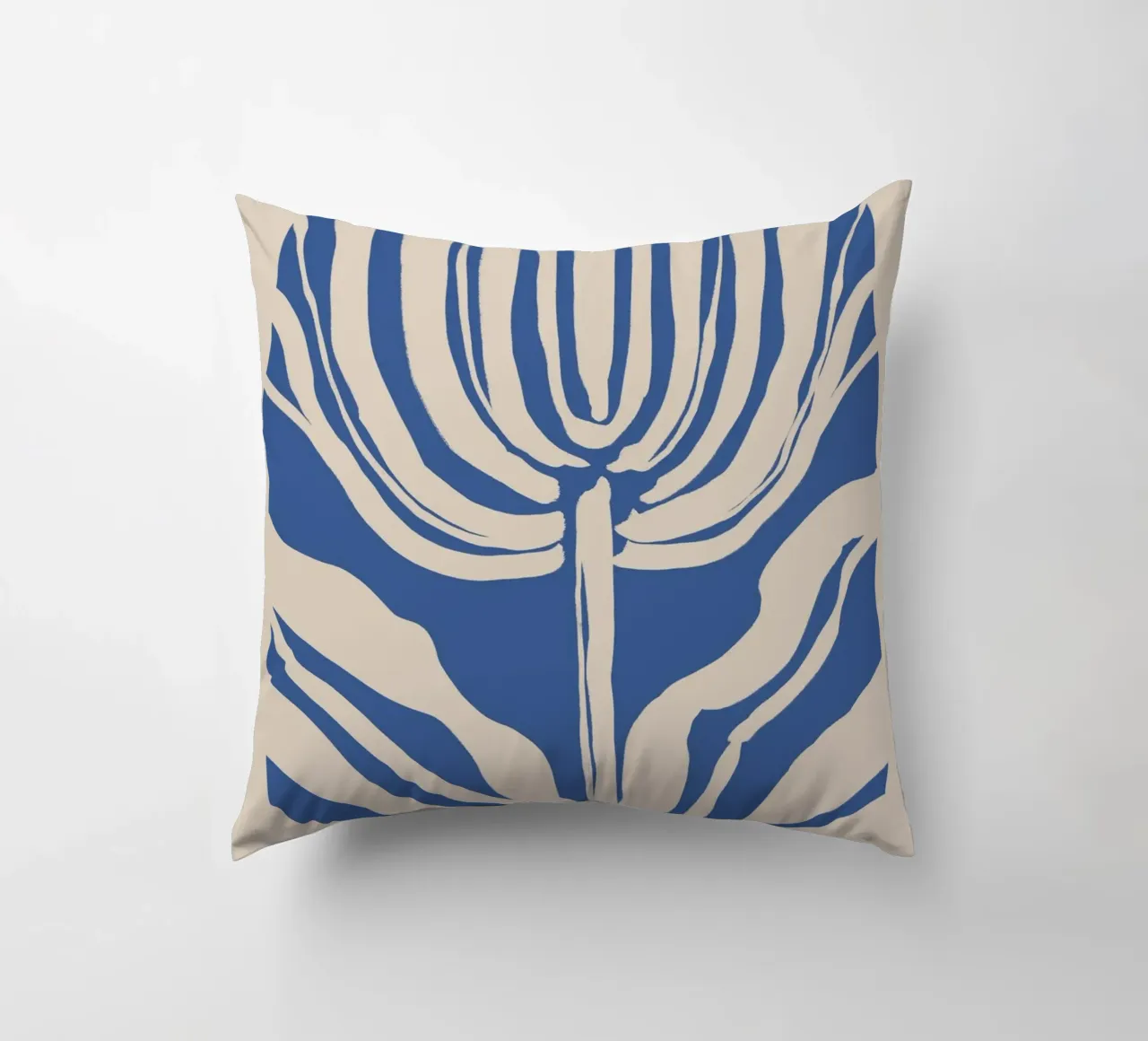 Botanico astratto beige e blu cuscino da Melloi Art Print