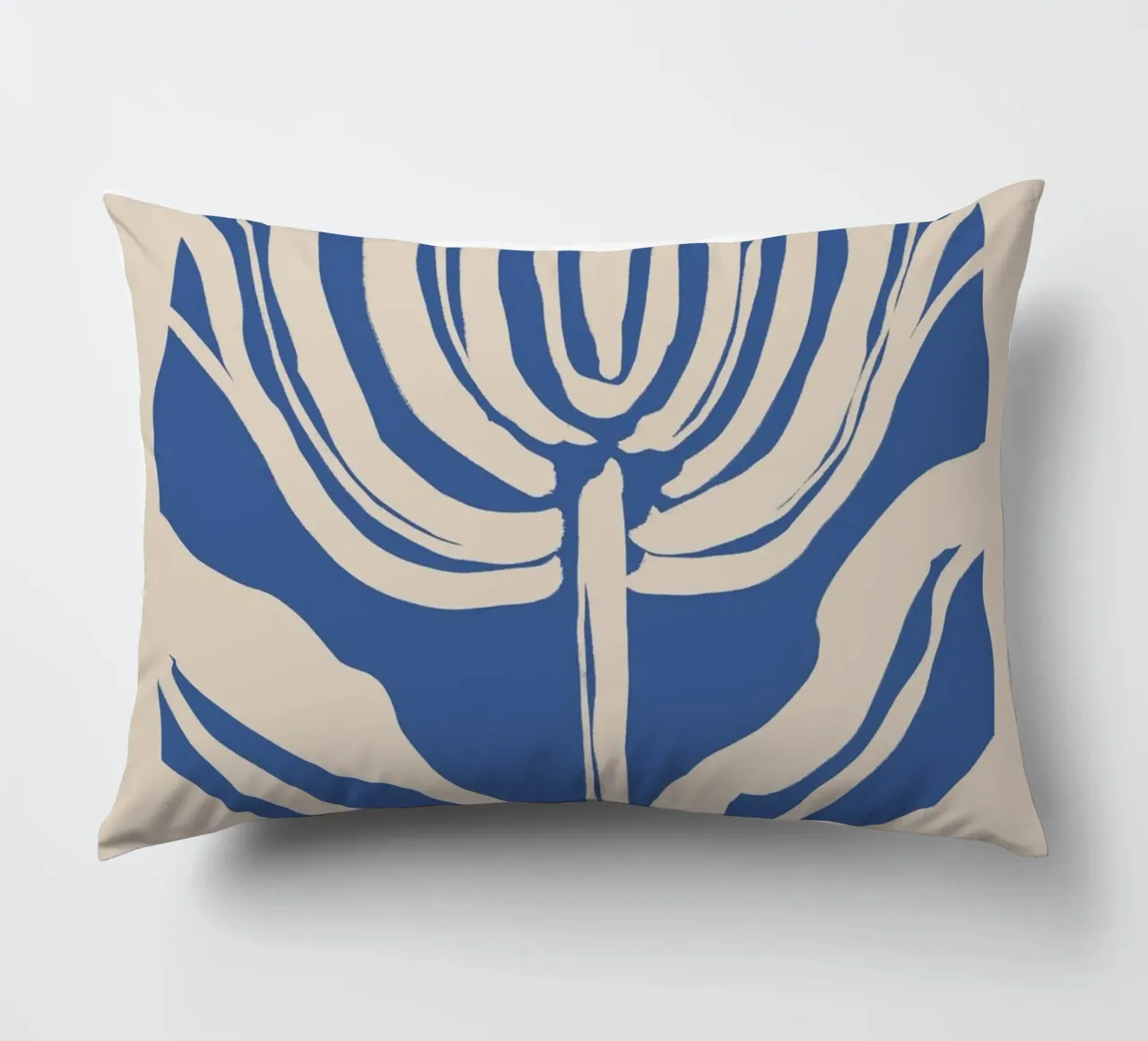 Botanico astratto beige e blu cuscino da Melloi Art Print