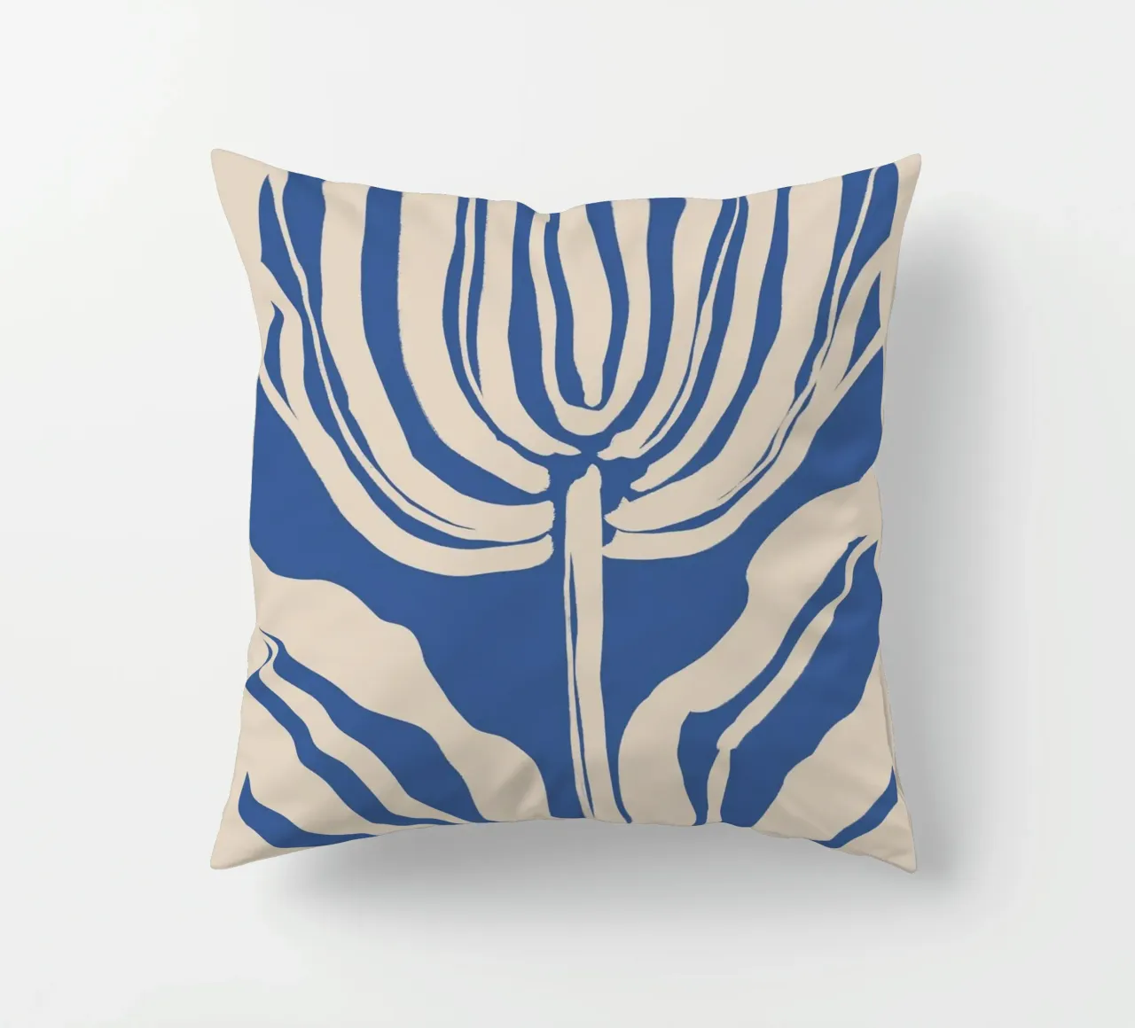 Botanico astratto beige e blu cuscino da Melloi Art Print