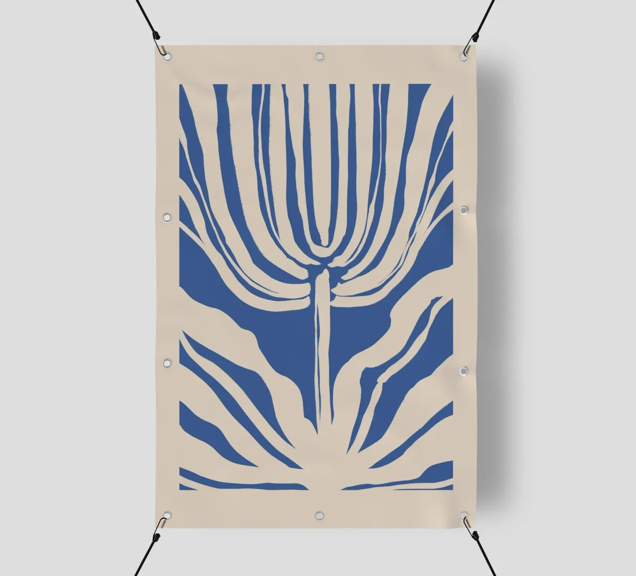 Botanico astratto beige e blu telo in pvc da Melloi Art Print
