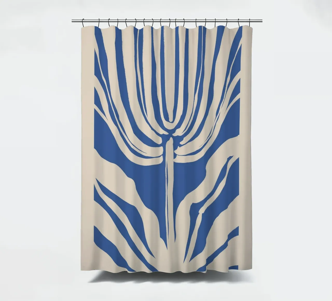 Abstract Beige and Blue Botanical shower curtain by Melloi Art Print