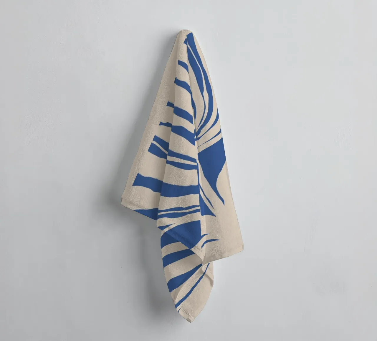Abstract Beige and Blue Botanical towel by Melloi Art Print