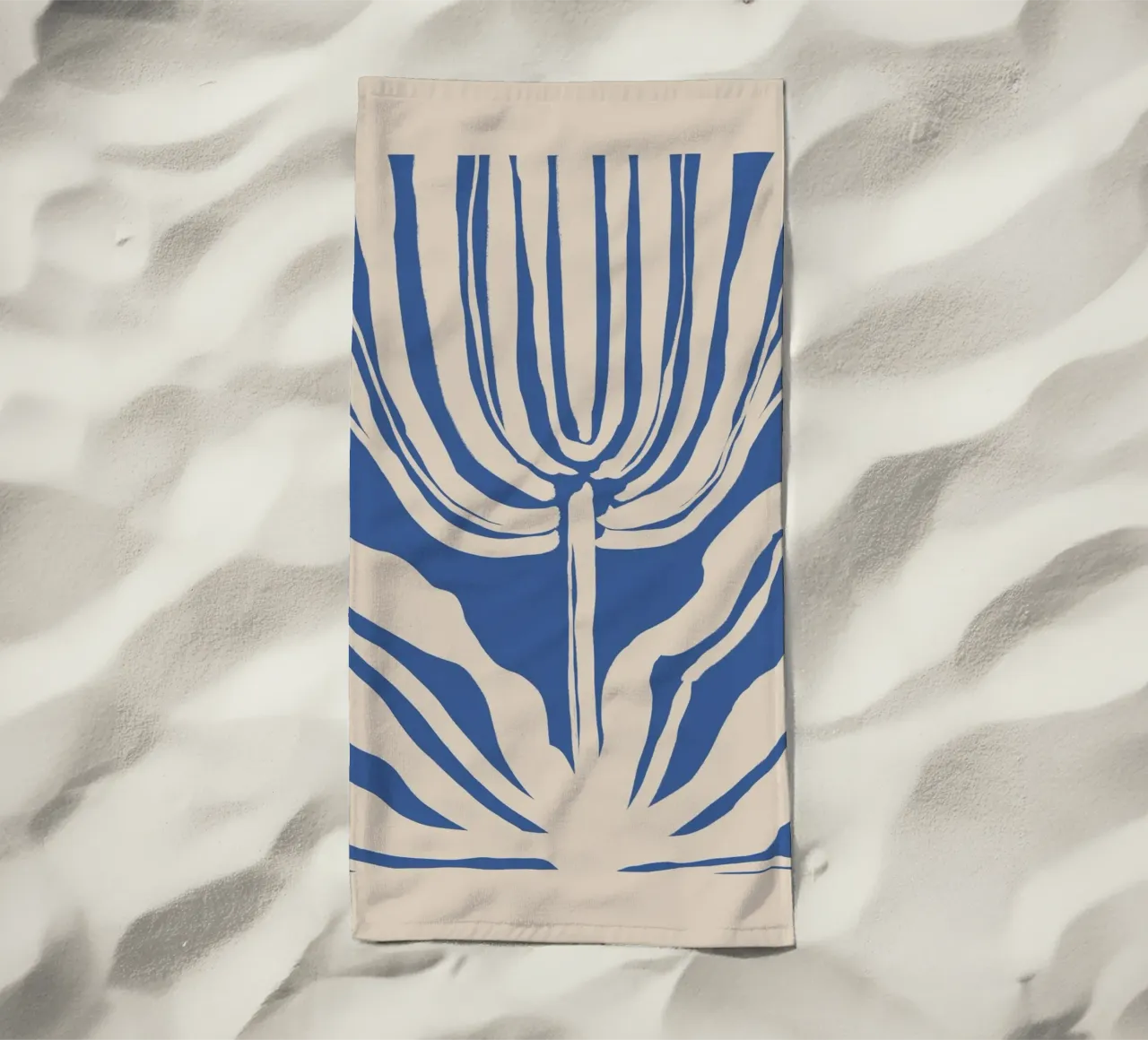 Abstract Beige and Blue Botanical beach towel by Melloi Art Print