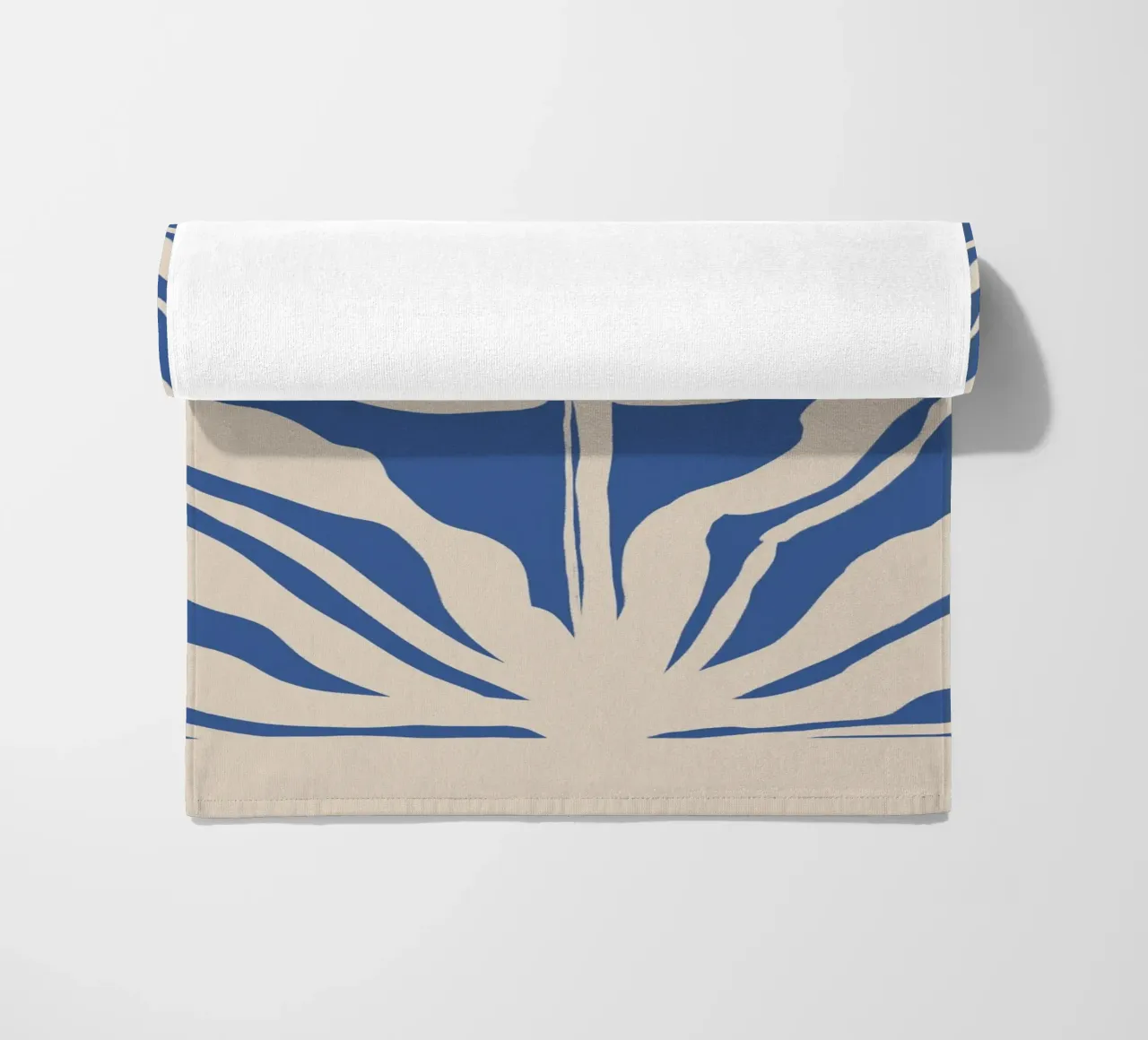 Abstract Beige and Blue Botanical beach towel by Melloi Art Print