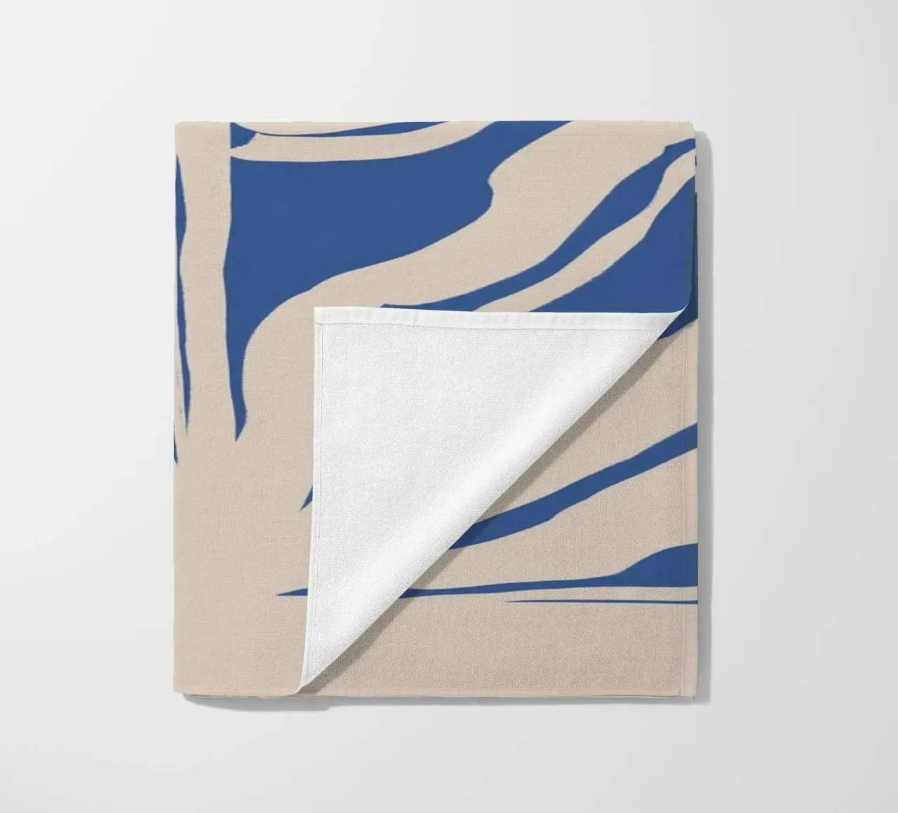 Abstract Beige and Blue Botanical beach towel by Melloi Art Print
