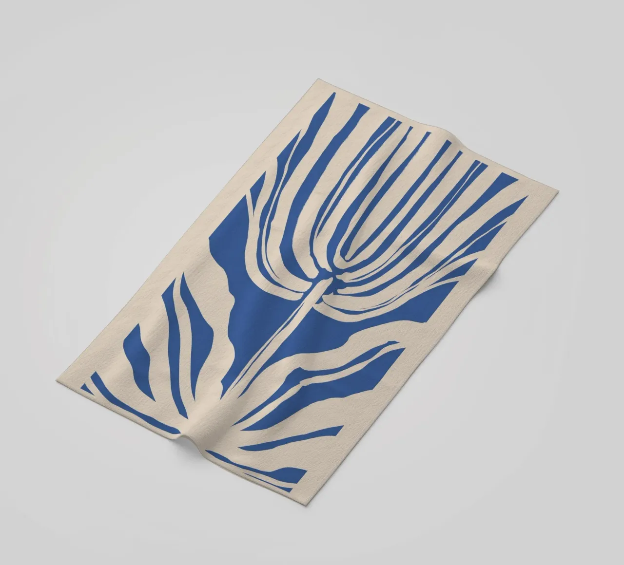 Abstract Beige and Blue Botanical beach towel by Melloi Art Print