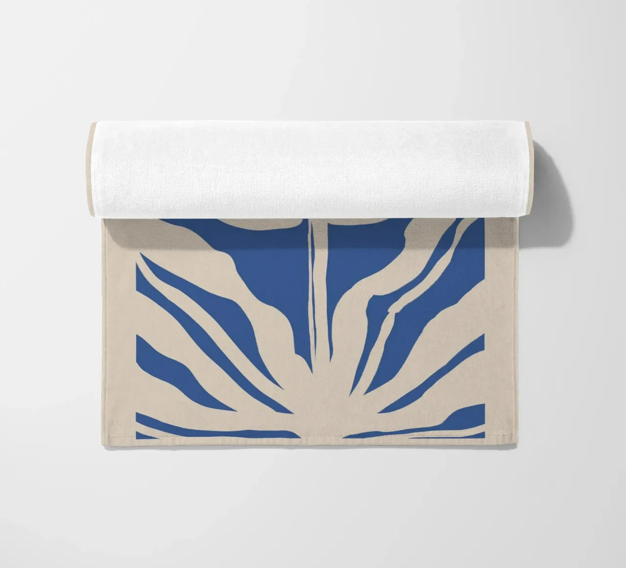 Abstract Beige and Blue Botanical beach towel by Melloi Art Print
