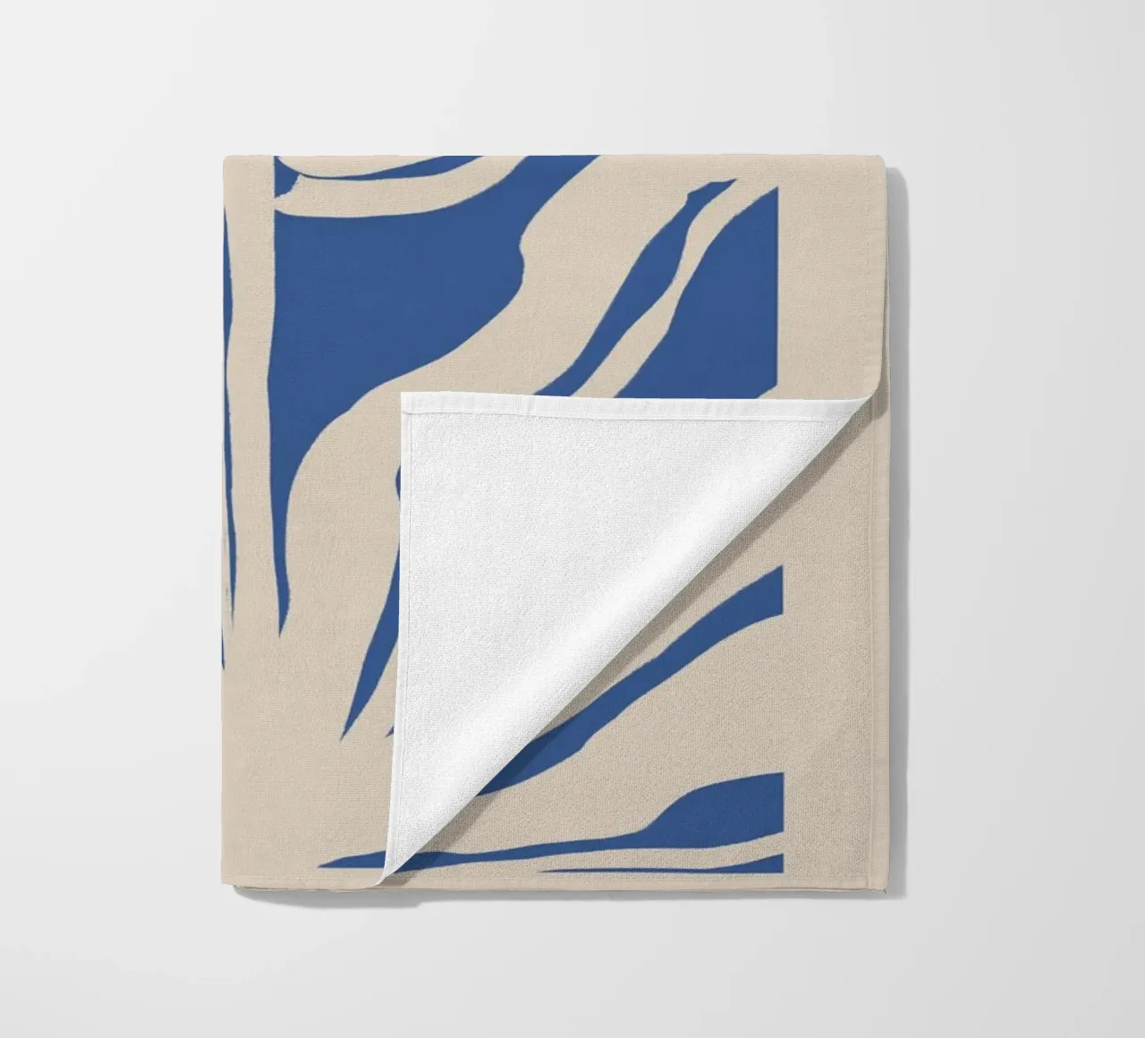 Abstract Beige and Blue Botanical beach towel by Melloi Art Print