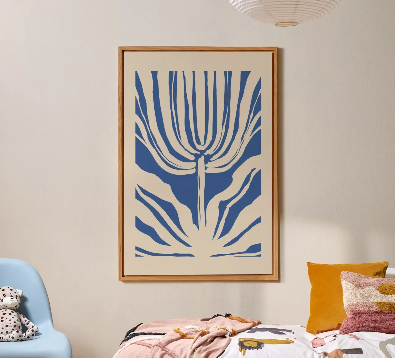 Abstract Beige and Blue Botanical forex plate by Melloi Art Print