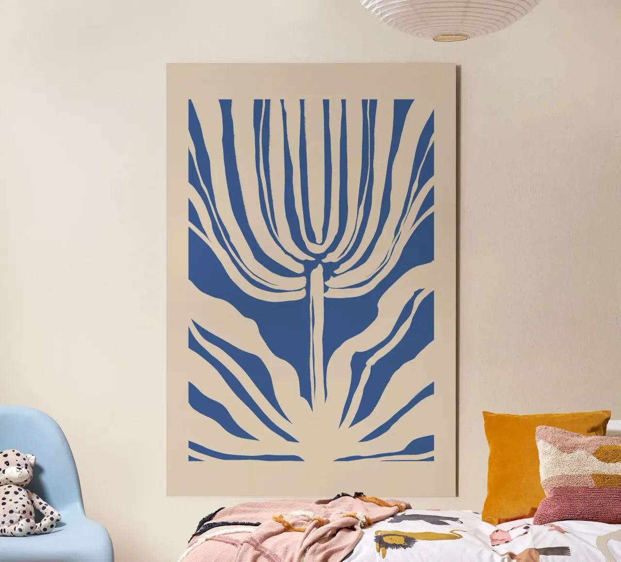 Abstract Beige and Blue Botanical forex plate by Melloi Art Print