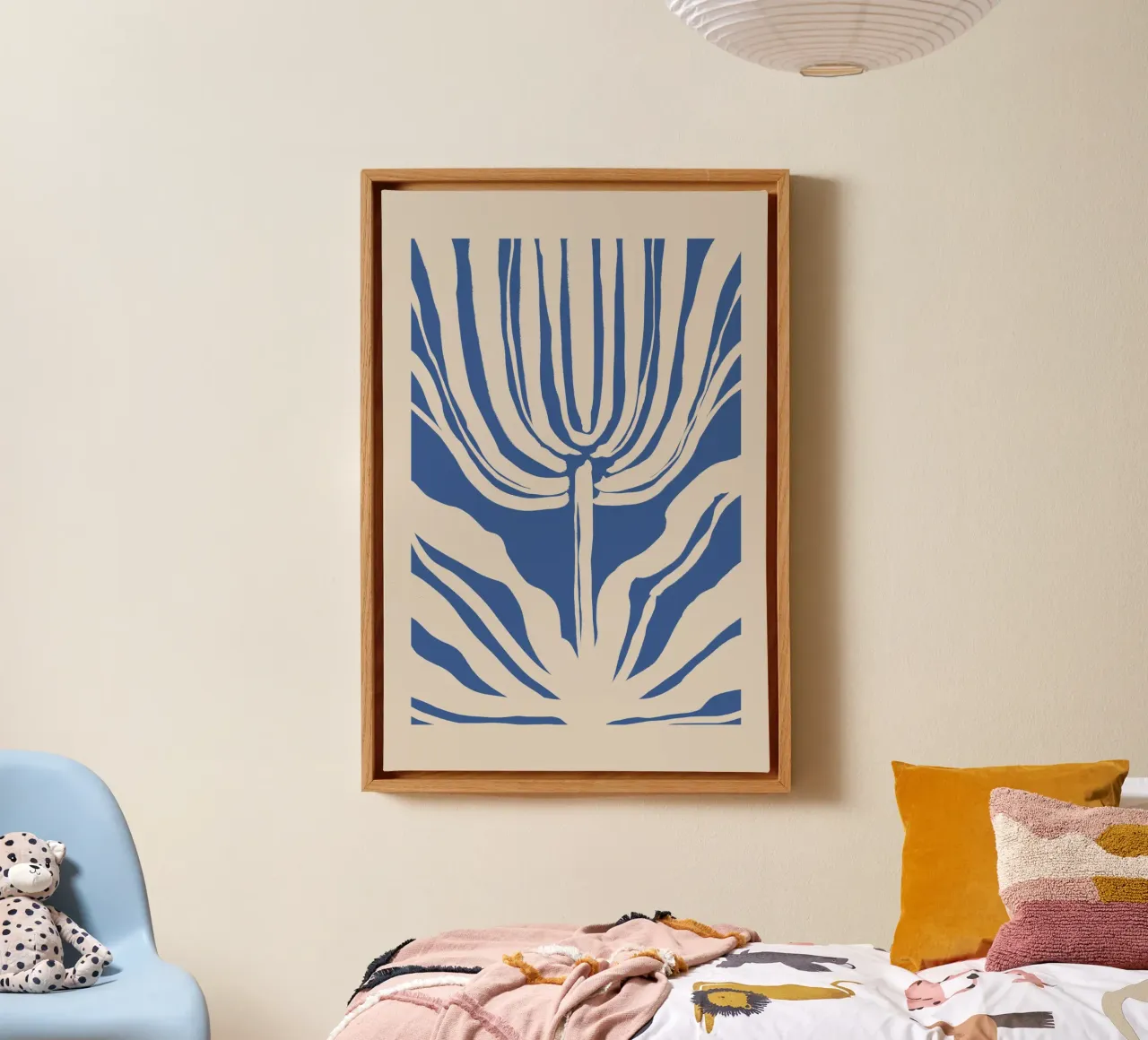 Abstract botanisch beige en blauw canvas van Melloi Art Print
