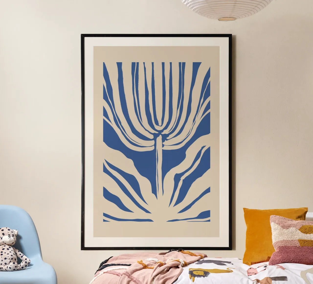 Abstract botanisch beige en blauw hahnemühle van Melloi Art Print