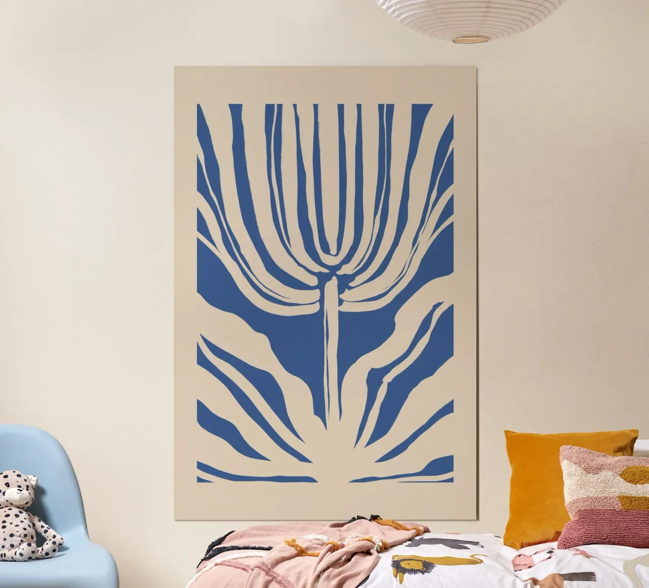 Abstract botanisch beige en blauw hahnemühle van Melloi Art Print