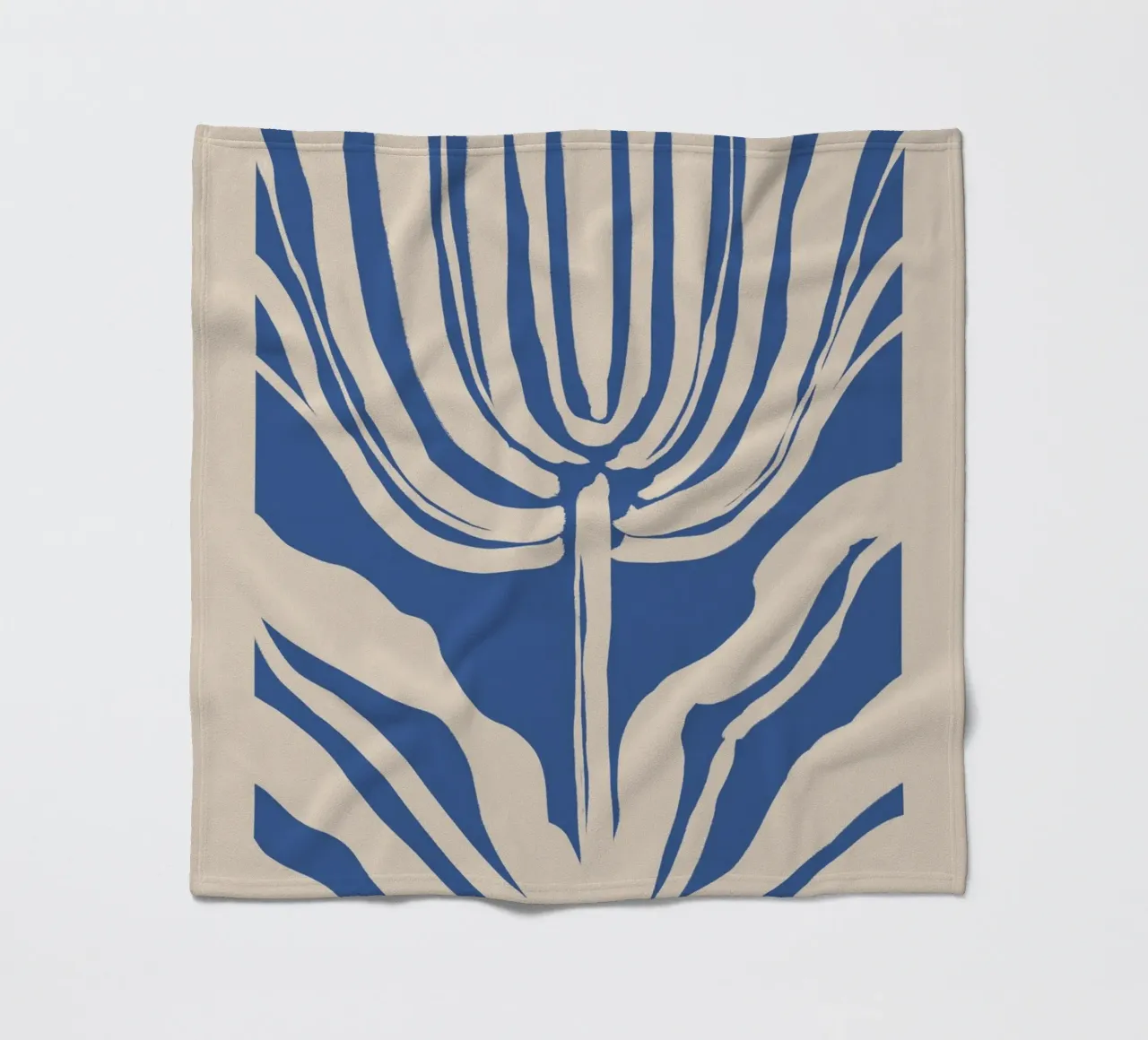 Botanico astratto beige e blu coperta in pile da Melloi Art Print