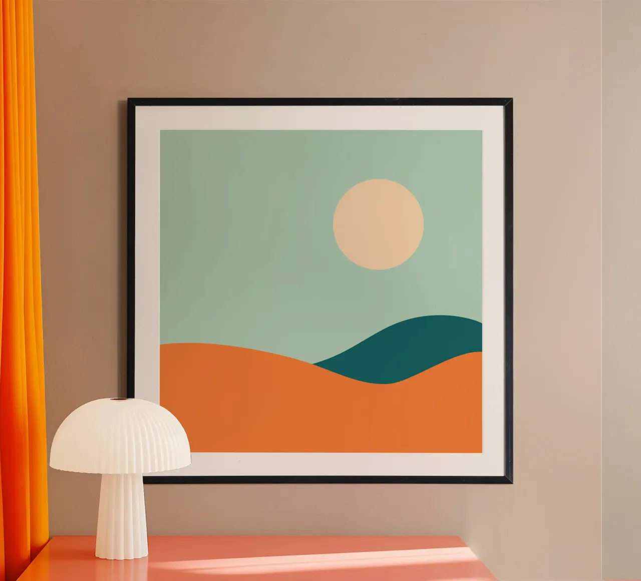 zonnige hemel poster met aluminium frame van pastel color shape