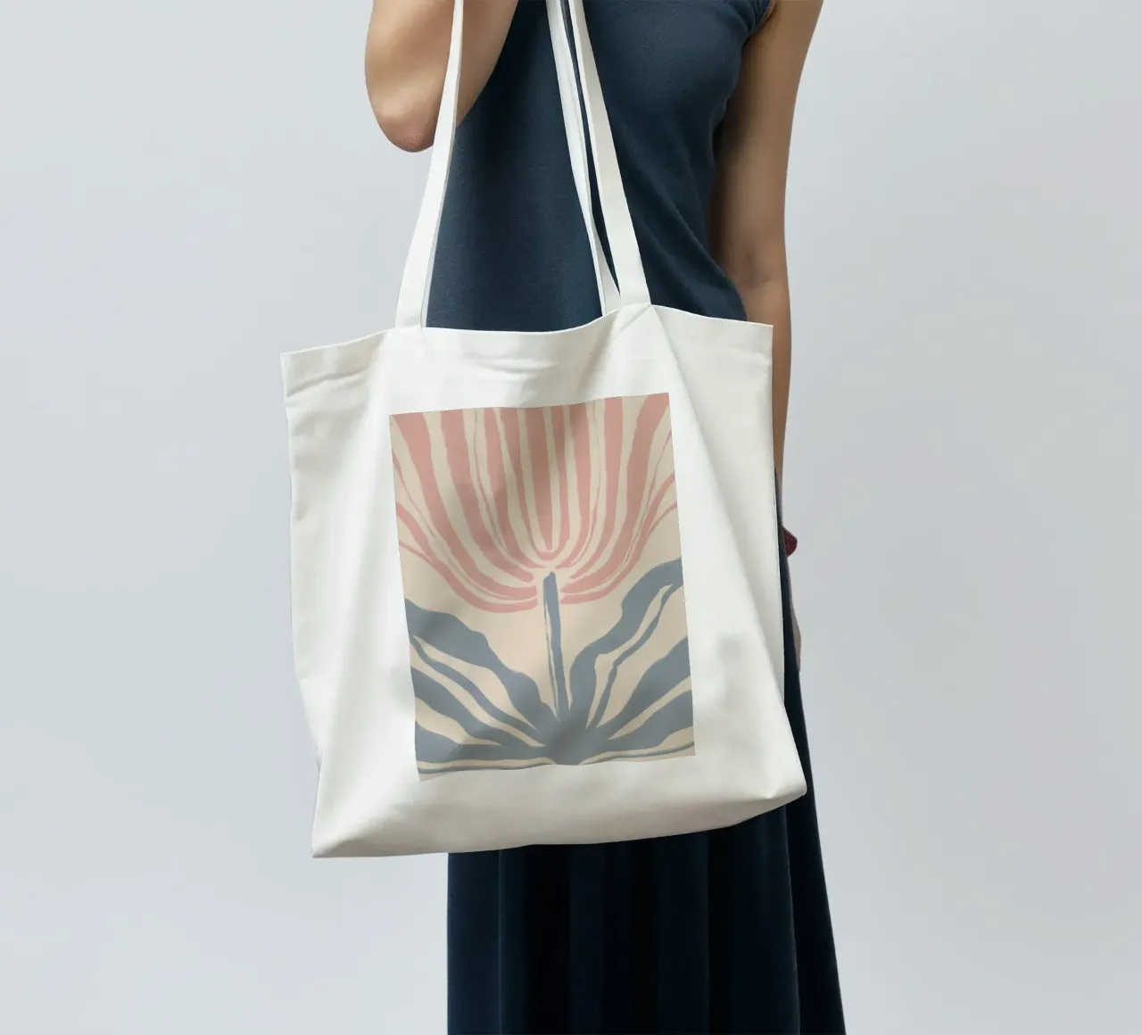 Abstract Pink and Blue Botanical Motif tote bag by Melloi Art Print