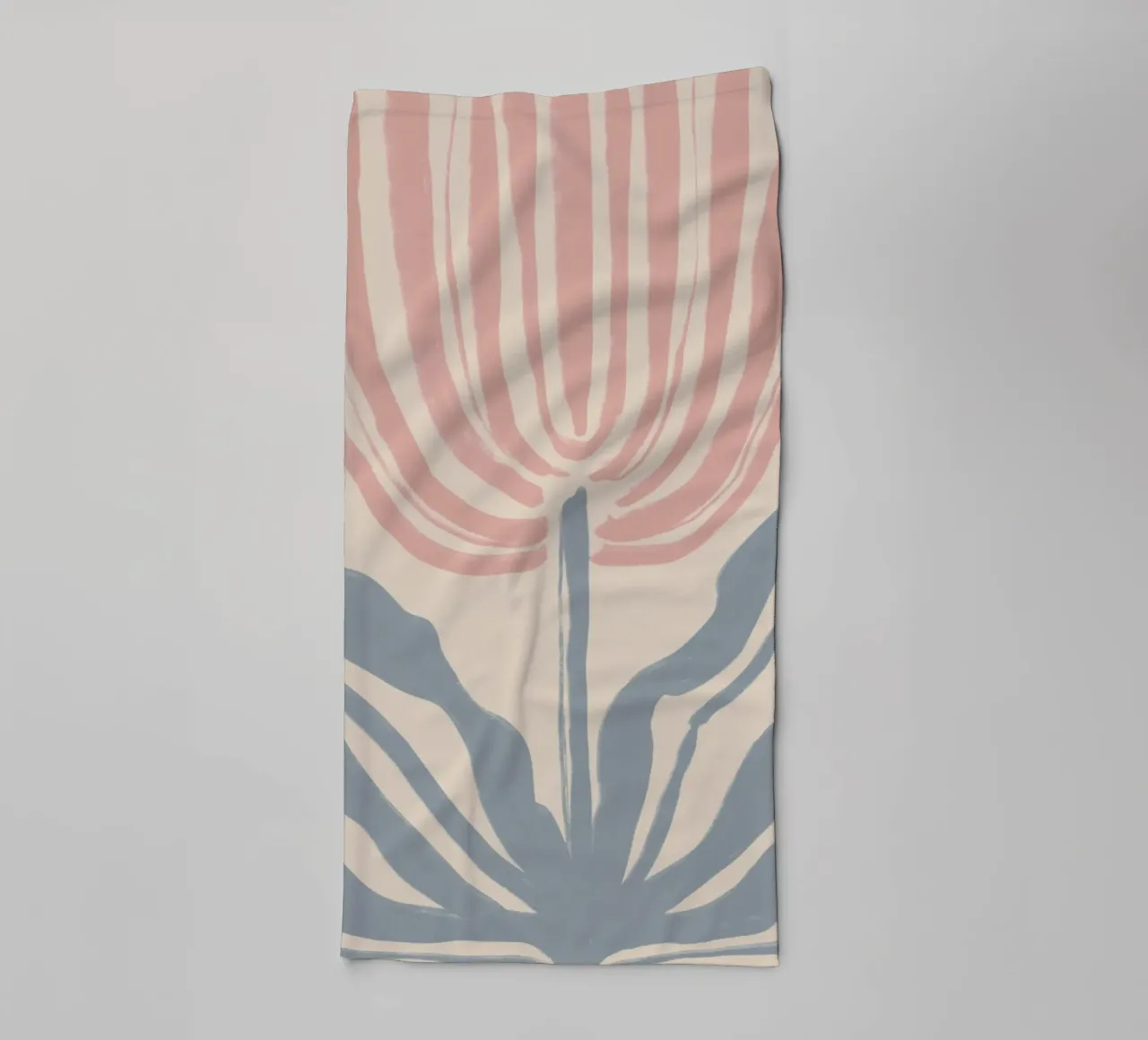 Abstract Pink and Blue Botanical Motif towel by Melloi Art Print