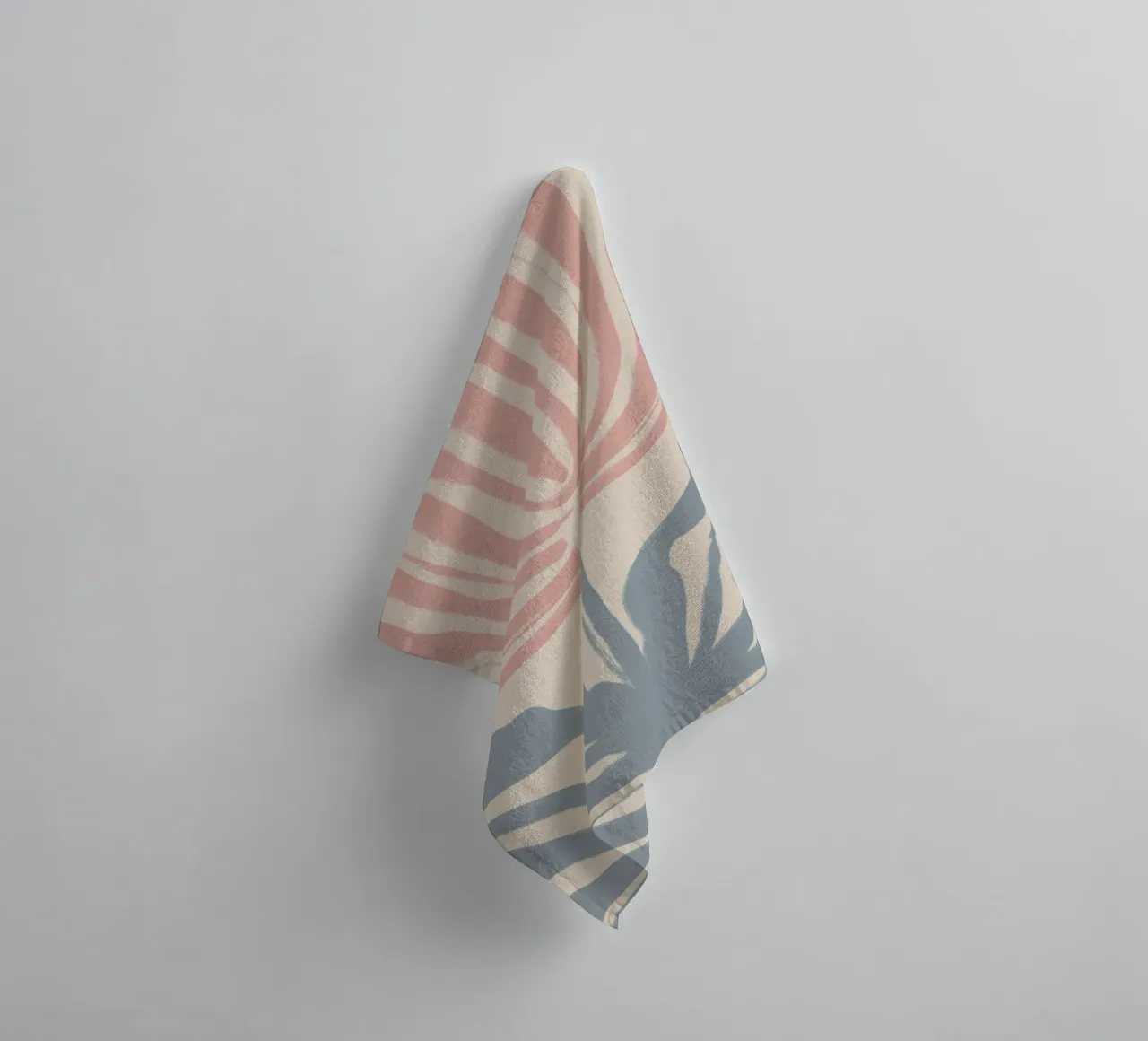 Abstract Pink and Blue Botanical Motif towel by Melloi Art Print