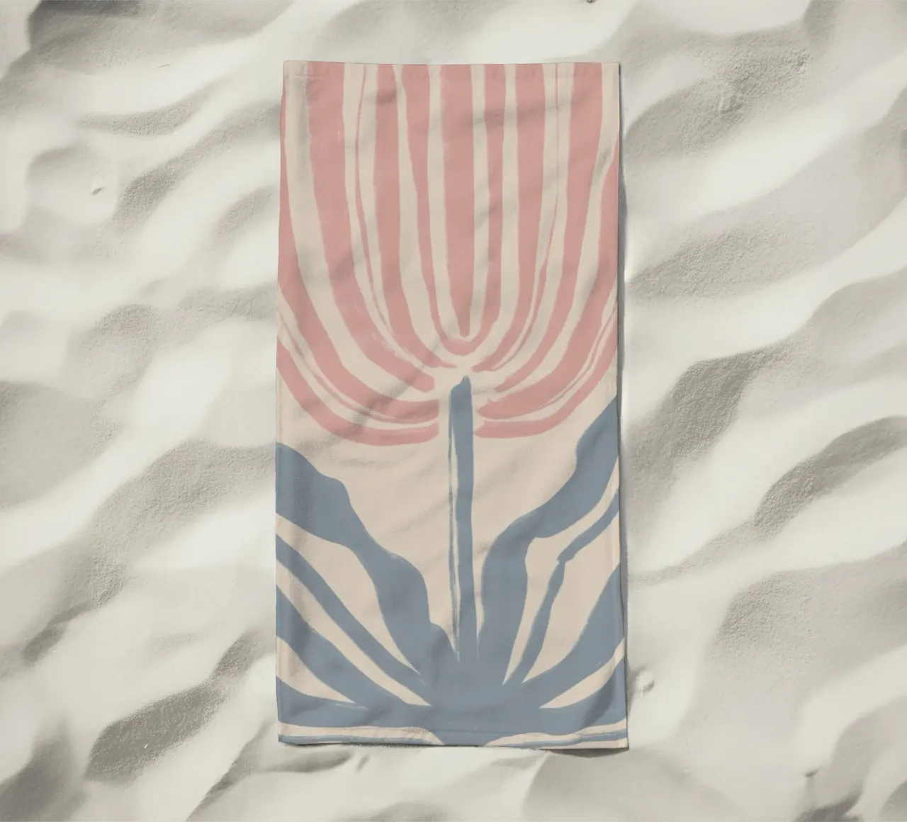 Motif botanique abstrait rose et bleu serviette de plage de Melloi Art Print