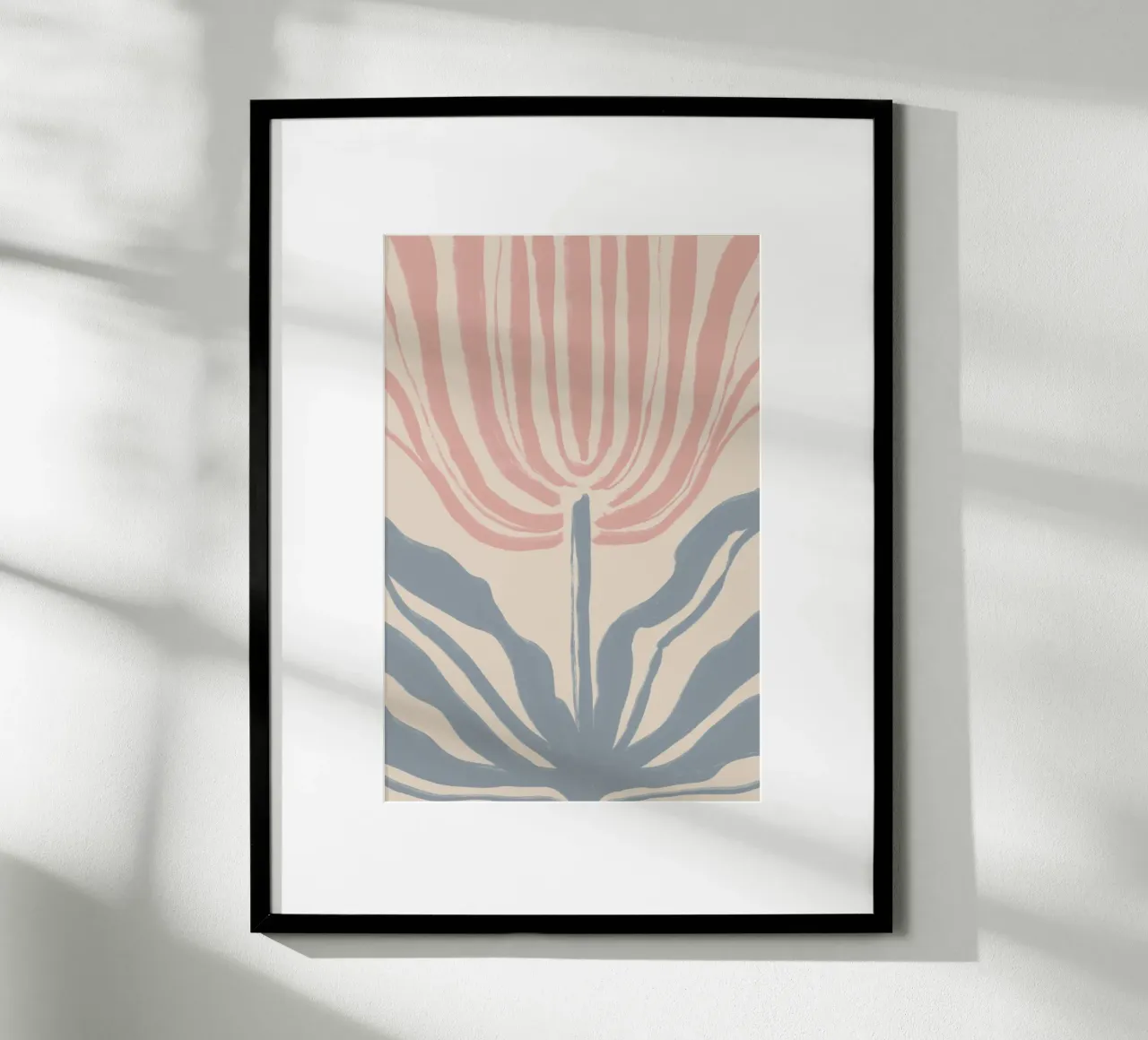 Abstract roze en blauw botanisch motief hahnemühle van Melloi Art Print