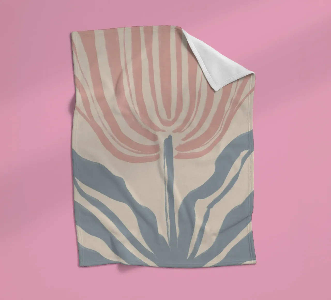 Abstract roze en blauw botanisch motief fleecedeken van Melloi Art Print