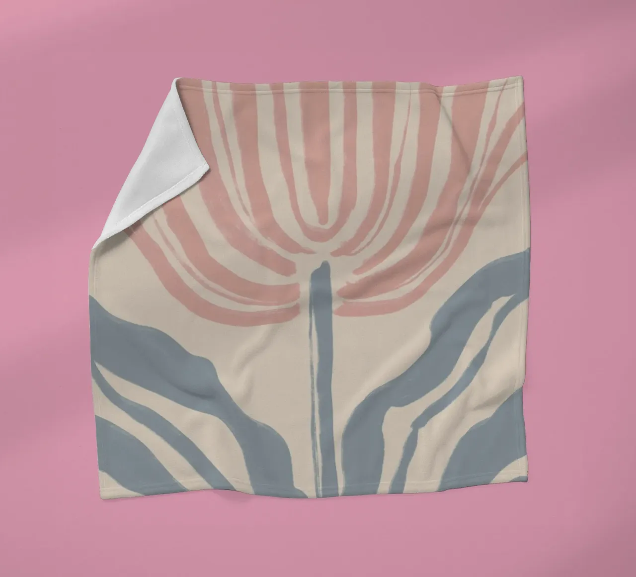 Abstract roze en blauw botanisch motief fleecedeken van Melloi Art Print