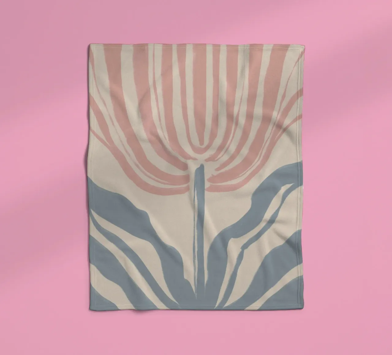 Abstract roze en blauw botanisch motief fleecedeken van Melloi Art Print