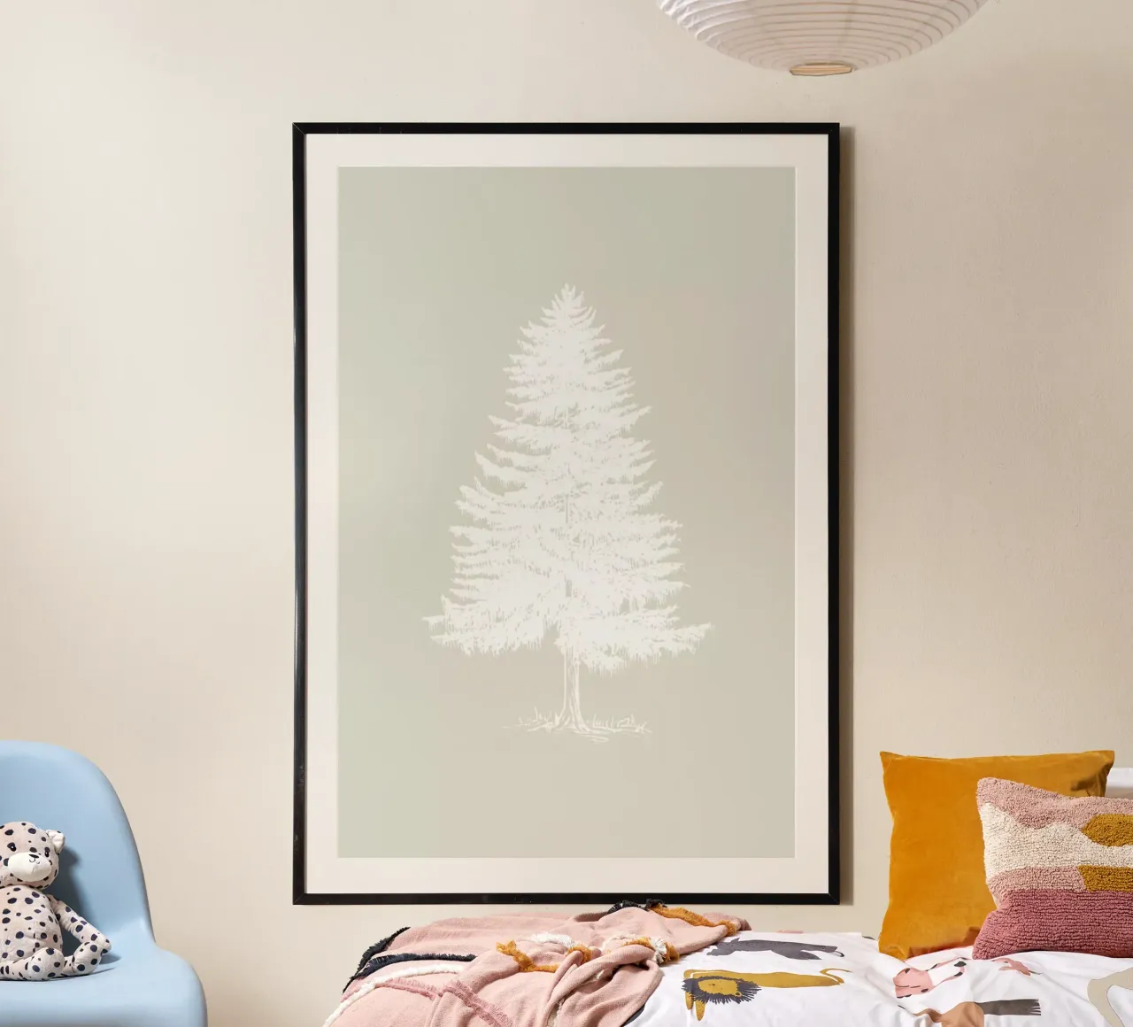 Vintage Holidays Tree White1 poster con telaio in plastica da Monika Strigel