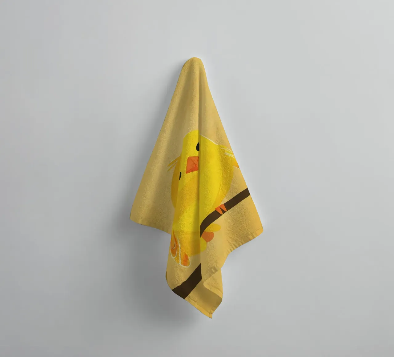 canary with a playful personality perched on a branch towel by DesignDoodle
