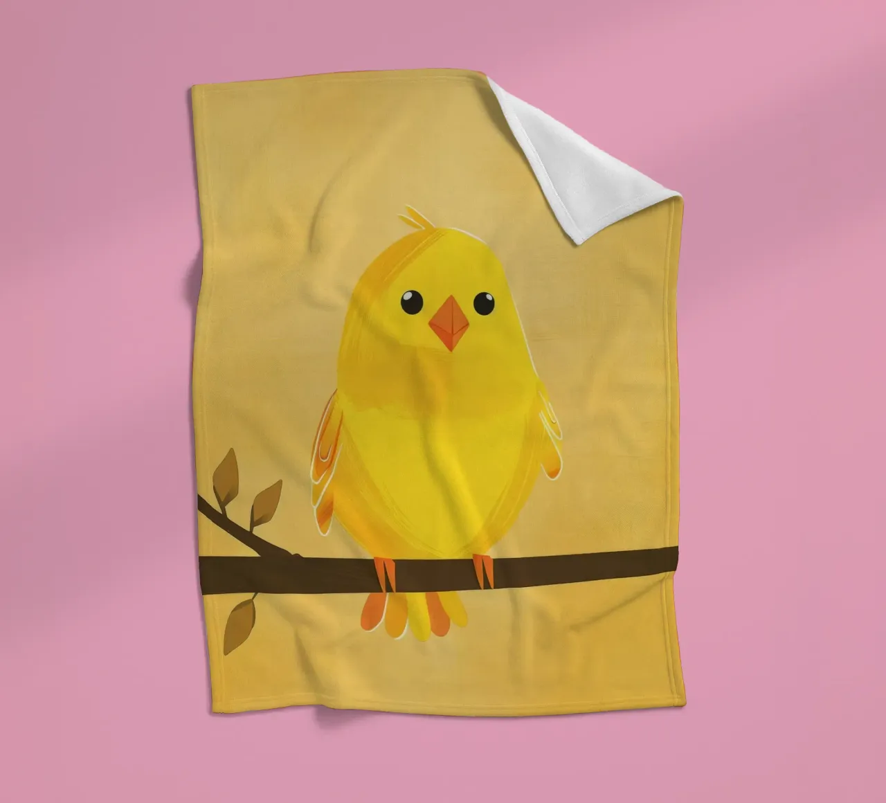 canary with a playful personality perched on a branch fleece blanket by DesignDoodle