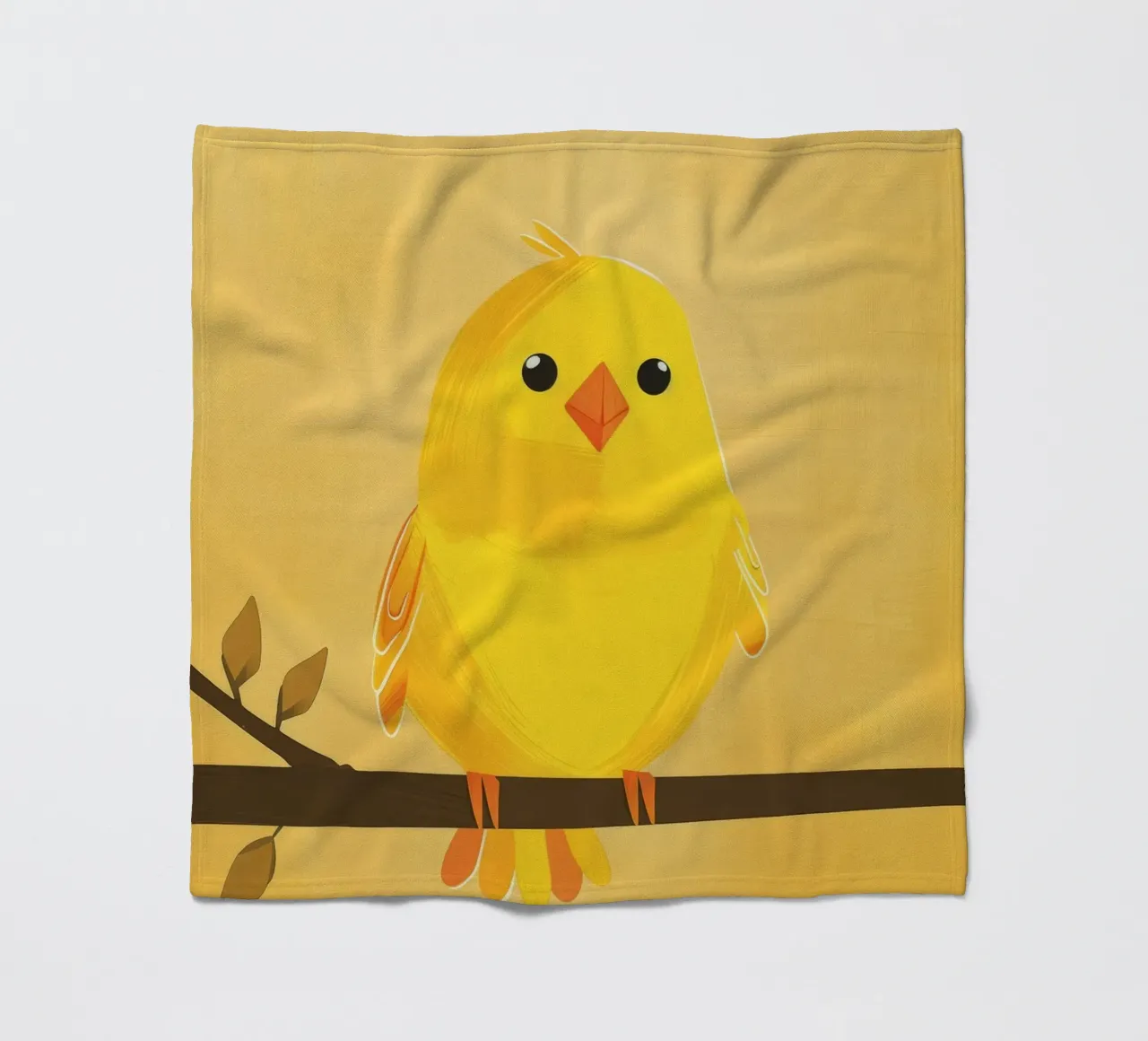 canary with a playful personality perched on a branch fleece blanket by DesignDoodle