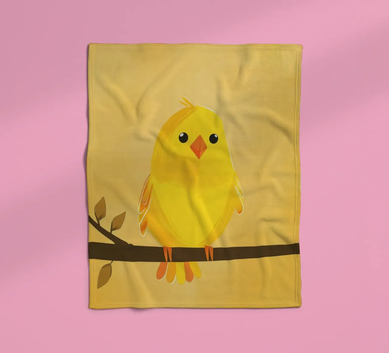 canary with a playful personality perched on a branch fleece blanket by DesignDoodle
