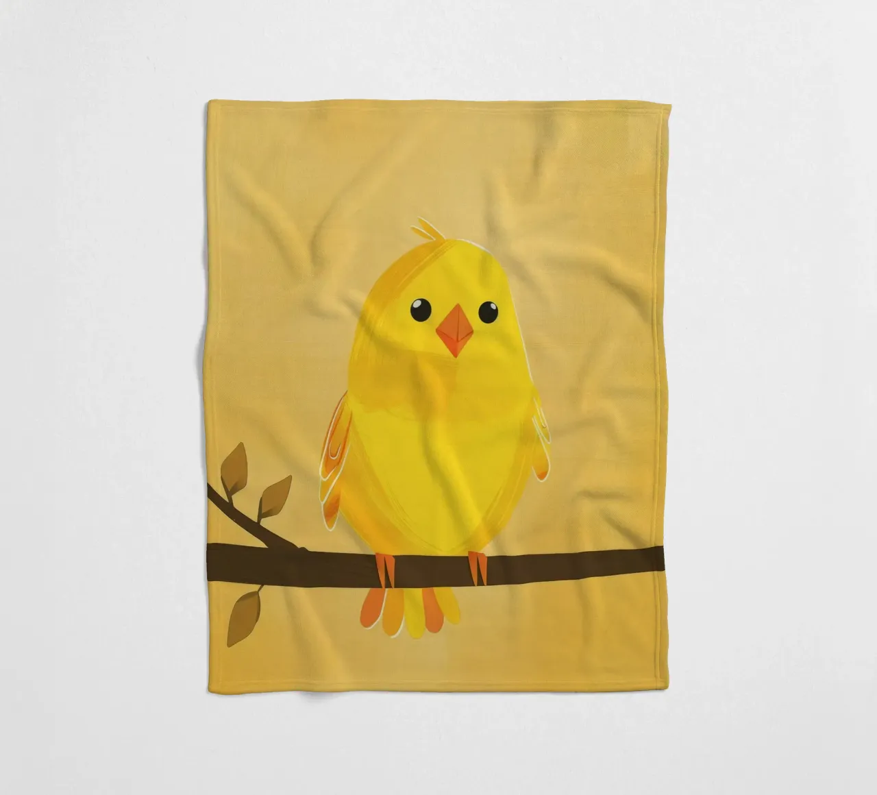 canary with a playful personality perched on a branch fleece blanket by DesignDoodle
