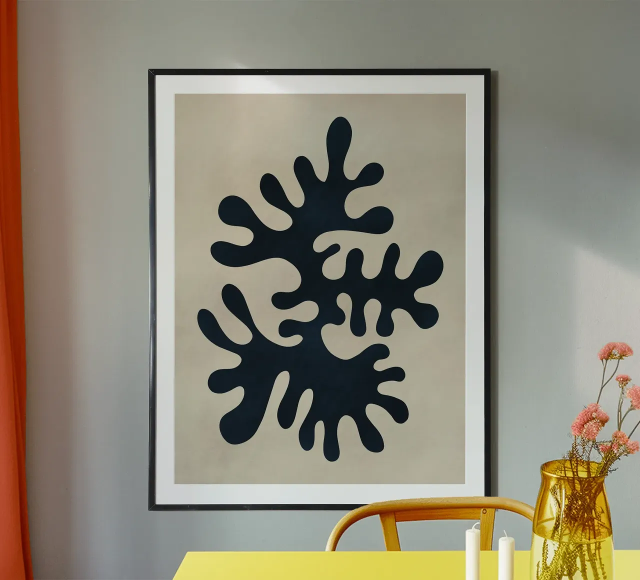 Silhouette corallo 02 poster con telaio in alluminio da Little Dean