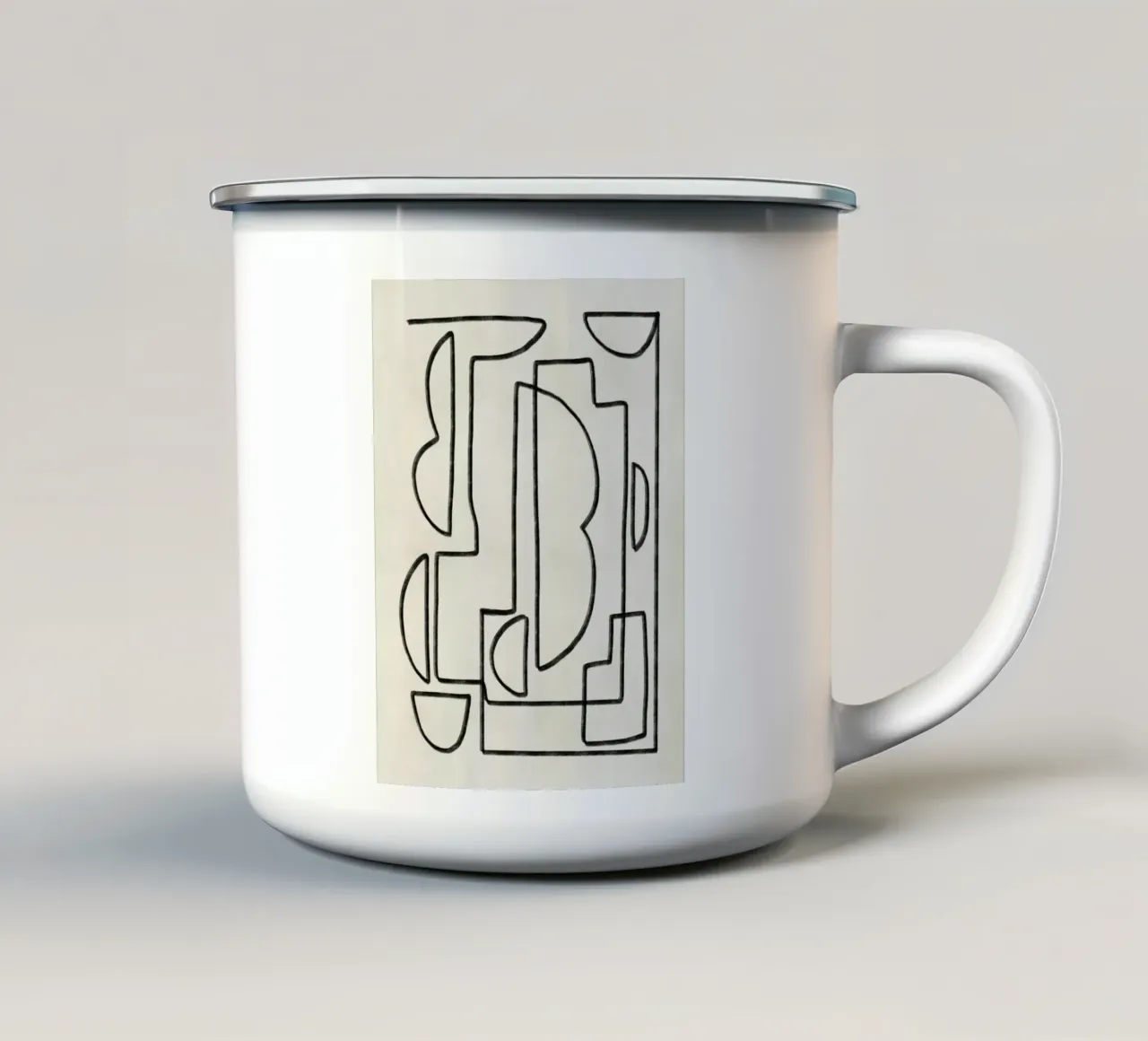 Line art geometria astratta tazza in smalto da Little Dean